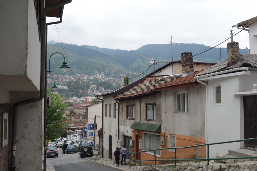 Gatuscen i centrala Sarajevo.