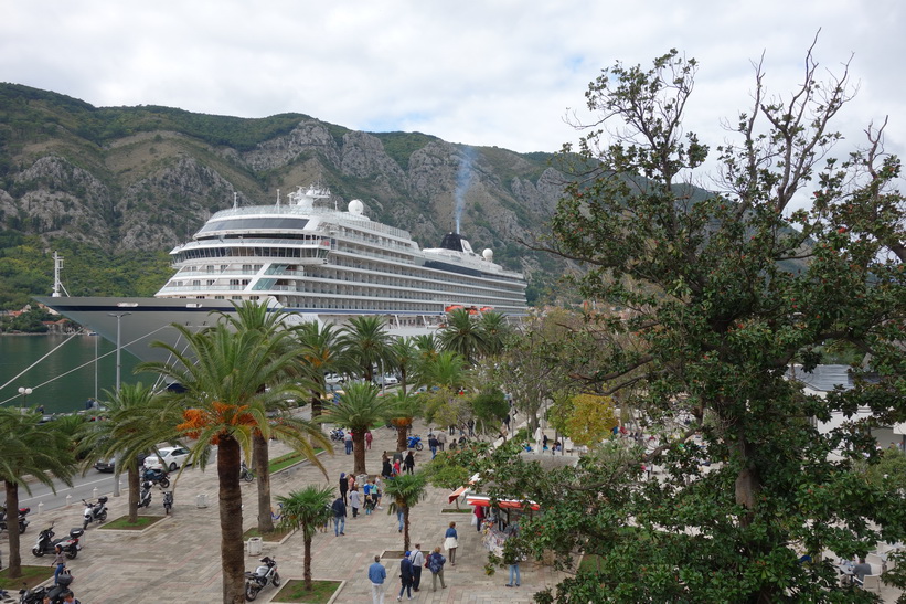 Promenaden vid hamnen i Kotor.