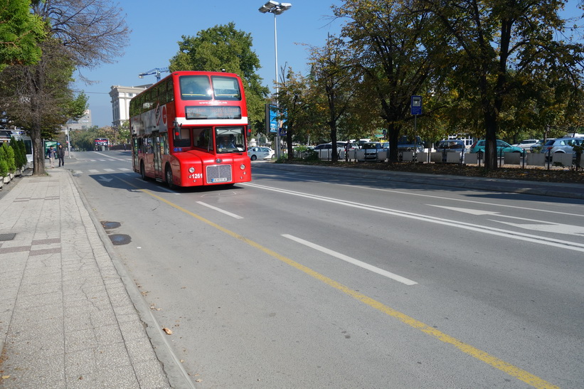 Stadsbuss i centrala Skopje.