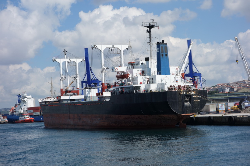 Ett fartyg från Panama i hamn på den asiatiska sidan av Istanbul.