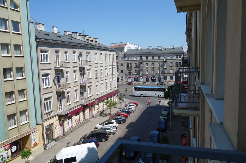 Från balkongen till mitt rum på Hotel Hetman, Warszawa.