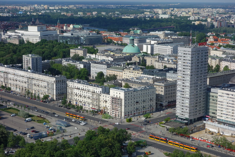 Utsikt från 30:e våningen, Palace of Culture and Science, Warszawa.