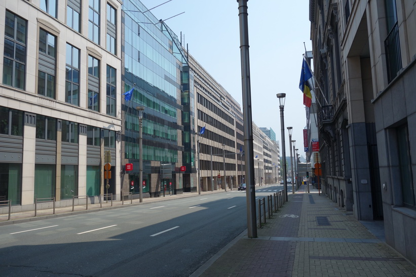 Längs gatan Rue de la Loi, EU-området, Bryssel.