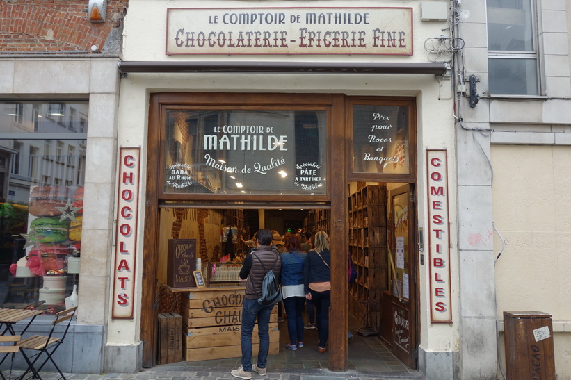 Anrika choklad-butiken Mathilde i centrala Bryssel.