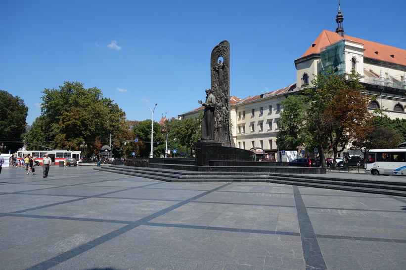 Statue of Taras Shevchenko, gamla staden i Lviv.