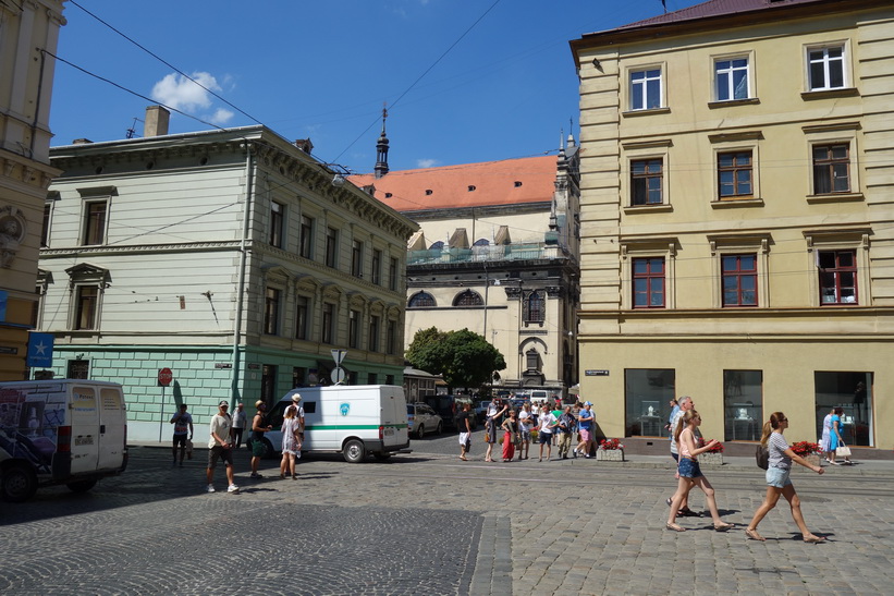 Gatuscen i centrala Lviv.