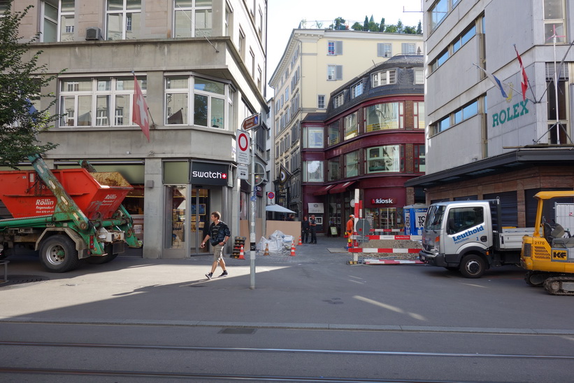 Swatch och Rolex längs Bahnhofstrasse, Zürich.