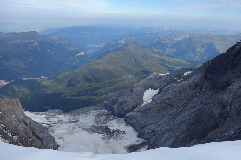 Utsikt över Guggigletscher från Sphinx-terrasen, Jungfraujoch.