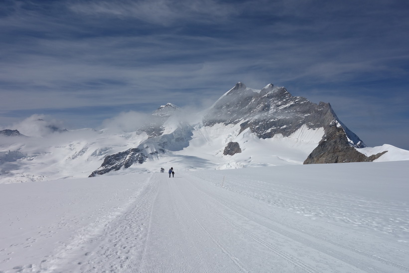 Vy under promenaden från Jungfraujoch till Mönchsjochhütte.