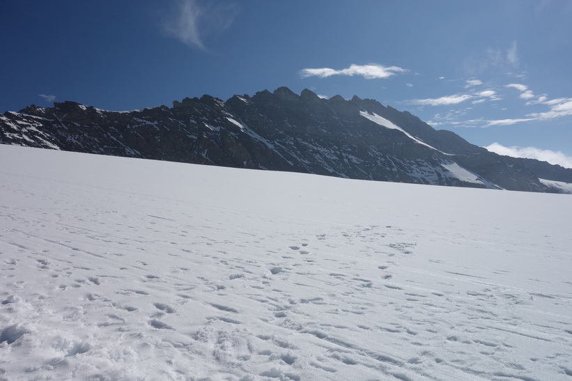 Vy under promenaden från Jungfraujoch till Mönchsjochhütte.