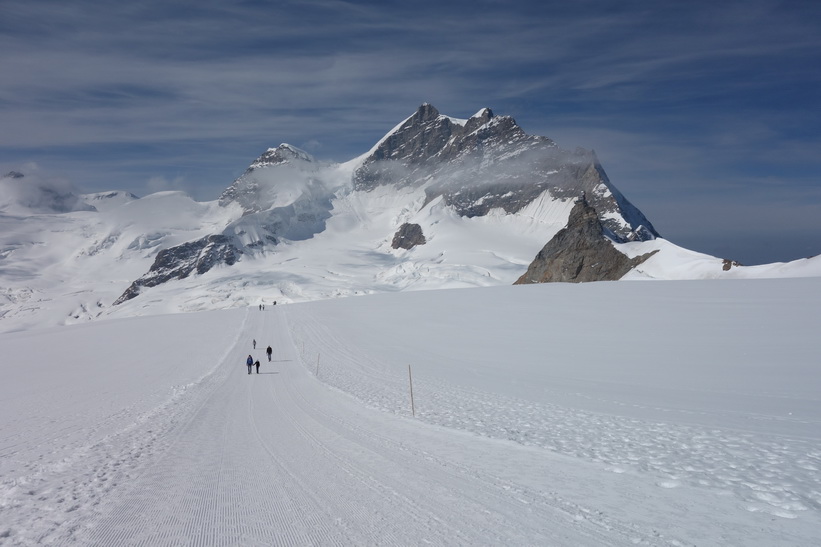 Vy under promenaden från Jungfraujoch till Mönchsjochhütte.