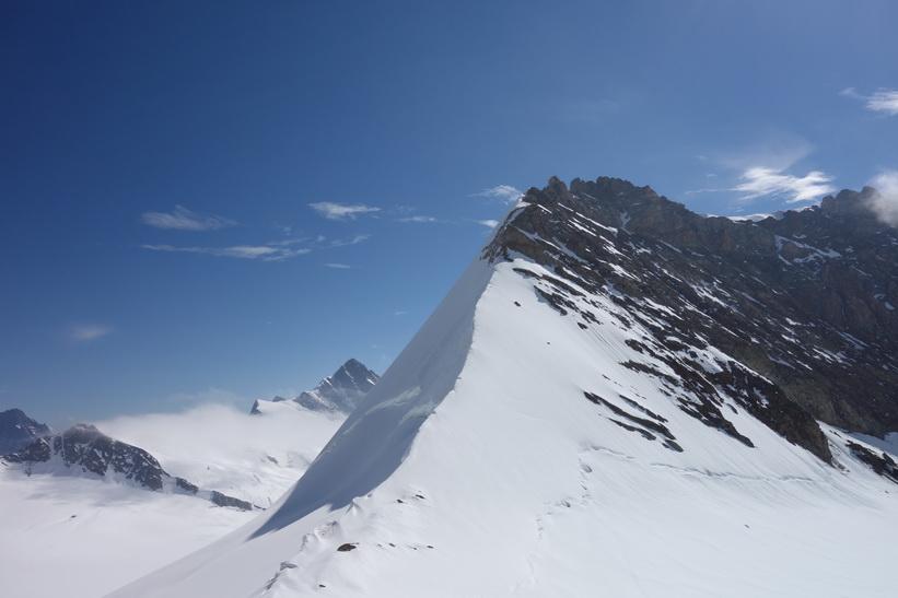 Vy under promenaden från Jungfraujoch till Mönchsjochhütte.