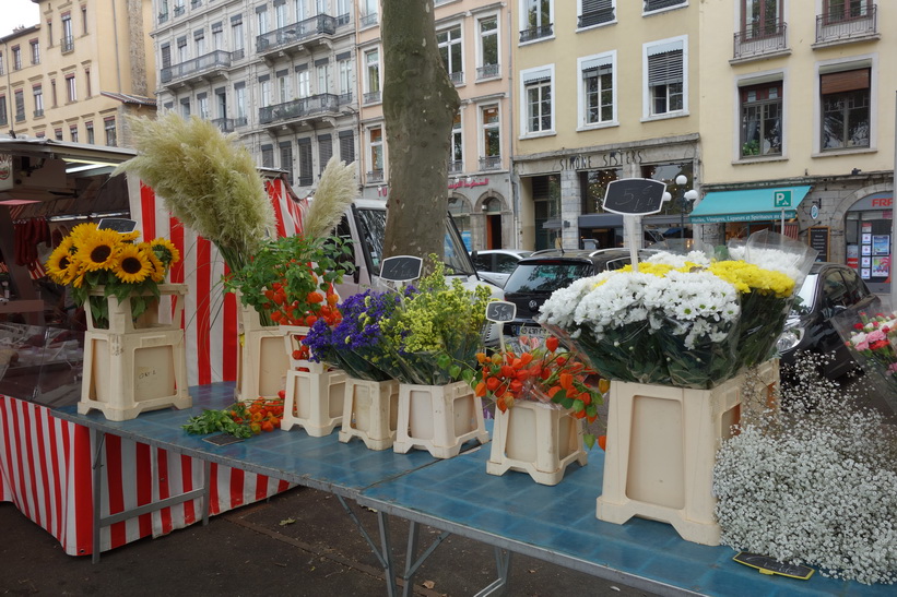 Marknad vid floden Saône, Lyon.