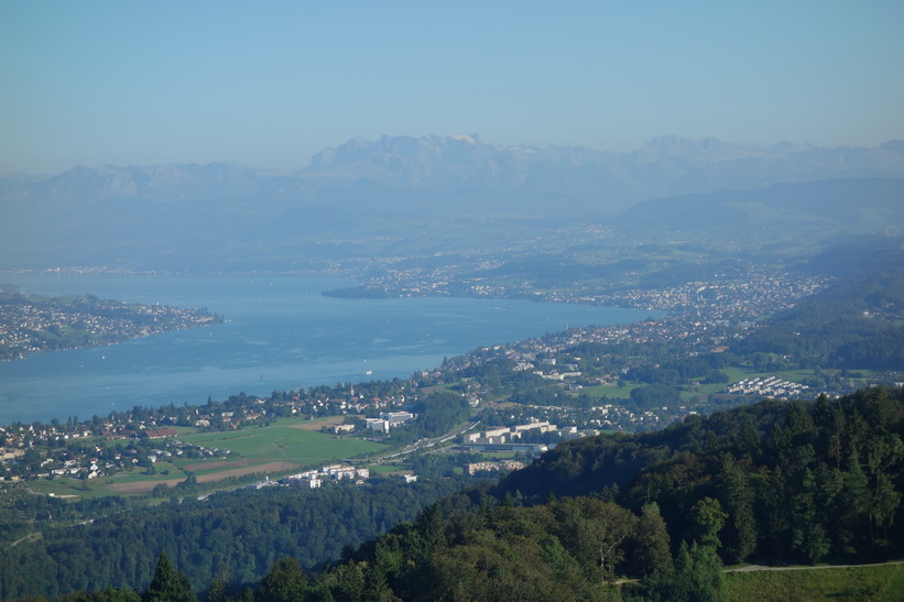 Utsikten från utsiktstornet på toppen av Uetliberg, Zürich.