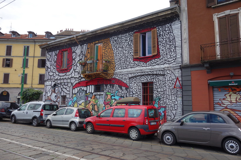 Mysiga stadsdelen Navigli, Milano.