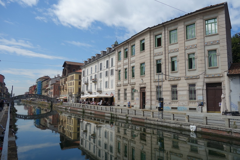 Mysiga stadsdelen Navigli, Milano.